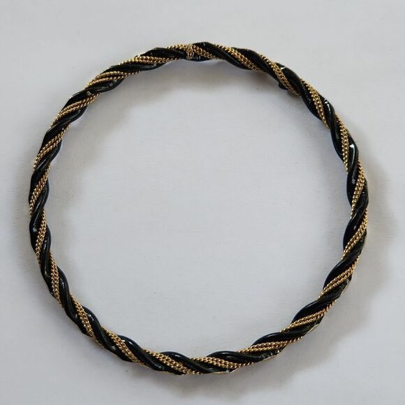 Vintage 3" black and goldtone wire twisted bangle - Picture 1 of 5